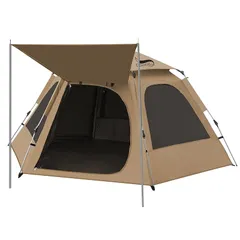 【在庫セール】DesertFox テント 2人用 ワンタッチ コンパクト軽軽量 撥水加工素材 自立式 二重層構造 4シーズン 簡単設営 初心者向け UVカット 通気防風防雨 収納袋付きLJ-XH (スタイルA, カーキ) 1