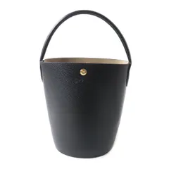極美品★定価\51700円 LONGCHAMP ロンシャン EPURE エピュレ S ロゴ入り バケット レザーバッグ／バケツバッグ ブラック 黒 保管袋付きのサムネイル