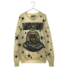MOSCHINO (モスキーノ) ベア刺繍 クルーネック 長袖ニット セーター レディース 182D V09055401ホワイトのサムネイル