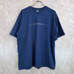 AIGLE エーグル 日本製 ロゴプリント サイドライン ブルー　青 XL Tシャツ ロゴT