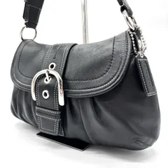 ✨美品✨ COACH コーチ ソーホー ホーボー ワンショルダーバッグ トートバッグ バックル フラップ 小物入れ シルバー金具 チャーム カーフレザー 肩掛け レディース ブラック 黒色