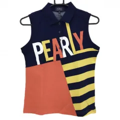 ★値下げ★【新品】パーリーゲイツ ノースリーブポロシャツ ネイビー×オレンジ レディース 0(S) ゴルフウェア 2022年モデル PEARLY GATES