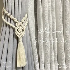 フランス製マクラメレース縁取りボンファム.カーテン小窓用ペアで