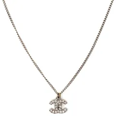 シャネル CHANEL ココマーク ネックレス CC ラインストーン シルバー C12V 7-4-448