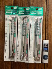 ぺんてる グラフギア 1000 0.4mm シャープペンシル 3本 + 替え芯 HB 0.4mm セット pentel 製図用
