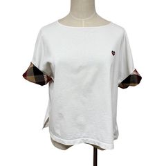 中古 ブルーレーベル クレストブリッジ  BLUELABEL CRESTBRIDGE 半袖 Tシャツ カットソー クリーニング済み 白 ハート ワッペン レディース サイズ38