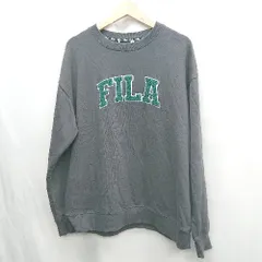 ◇ ⊇ FILA フィラ ロゴ刺繍 長袖 スウェットトレーナー サイズL ブラック系 レディース メンズ E  【1412090016752】