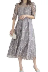 [アウニイ] パーティ ワンピース ドレス レディース 結婚式およばれワンピース パーティードレス フォーマル 春 夏 服 秋 冬 大人 オトナ キレイメ カワイイ 可愛い シフォン ブラック ホルター ネック ワンピ 黒 フ [シルバー / 156] [L]