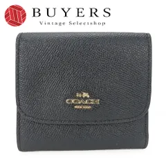 【中古】 コーチ 三つ折り財布 F87588 レザー ブラック ゴールド金具 コンパクト 普段使い 小物 レディース 女性 COACH