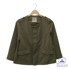 ☆美品☆ ROPE' PICNIC ロペピクニック ジャケット ノーカラー Uネック シンプル 長袖 レディース グリーン 38 901-11417 送料無料 古着