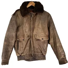 90s ヴィンテージ 牛革 フライトジャケット レザージャケット ボア ブラウン 古着 グランジ y2k 大きいサイズ