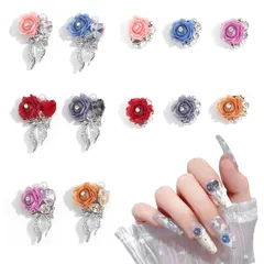 花 花 花 花 パーツ 封入パーツ パーツ パーツ レジン アクセサリ リボン リボン リボン ネイル カラフル ネイルパーツ ネイルパーツセット ネイルパーツ 3d 【12枚入り】 和風 可愛い 薔薇 薔薇 セット 立体 PAVIKE