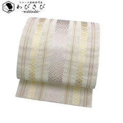 夏帯 名古屋帯 本場筑前博多織 証紙付 井上織物 紗献上 乳白色 O-5153  