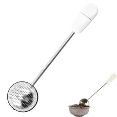 新品 軽量便利 蓋付き 取っ手 お手入れ簡単 茶葉濾過 茶葉濾過 茶道多用途 微細メッシュ ティーストレーナー 家庭用品 ステンレス製 ボール茶漉し (ホワイト) 茶こし KALOLINNA