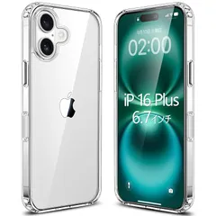 Esputunk iPhone16 Plus ケース クリア 耐衝撃 軽・薄型 米軍MIL規格/黄変防止/Qi無線ワイヤレス充電/PC背面 + TPUバンパー アイフォン 16 Plus 透明 保護カバー スマホケース 0