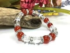 赤瑪瑙&水晶 パワーストーン ブレスレット 天然石 10mm (シルバー) メンズ・レディース　浄化済み △