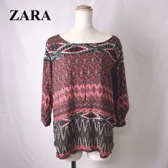 ZARA ザラ　エスニック柄　チュニック　ワンピース　カットソー　ブラウス　ヴィスコース　L