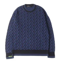 【イタリア製】GIANNI VERSACE コットンニット　セーター　ネイビー イタリア製】GIANNI VERSACE コットンニット セーター ネイビー