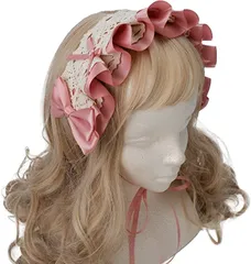 GTM Smith ヘッドドレス ヘア バンド ロリィタ 姫ロリ 髪飾り 衣装 フリル( ピンク)