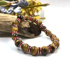 タイガーアイ パワーストーン ブレスレット 天然石 10mm (レッド) メンズ・レディース 男性・女性  数珠 虎目石　金運 ○