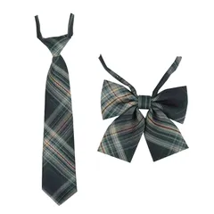 [FASELE] ネクタイ リボンタイ 2点セット スクールリボン キャンパス コスパ最高 制服 リボン ボウタイ 蝶ネクタイ 蝶結び 調節可能 チェック柄 学生服 小物 DK JK 女子 中学生 高校生 多色