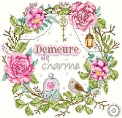 ★NEW★🟦⬜🟥フランス クロスステッチ チャート図案 👑 ANNICK ABRIAL  アニック・アブリアル 💕Demeure de charme💕◆魅力的な住まい◆ 輸入クロスステッチ 手芸 刺繍 花 鳥 リース 季節