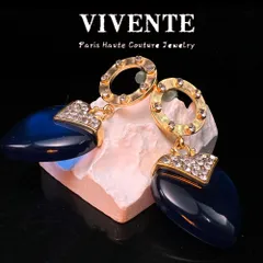 ピアス ヴィンテージ ハート ブルー 西洋風 銅メッキ 高級感 中世風XuA1416
