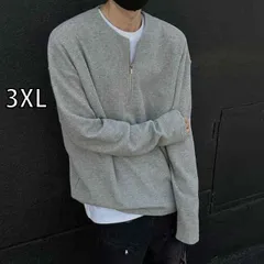 [3XL ]秋冬 メンズ  服 シンプル ファッション オシャレ 大人 かっこいい 大きいサイズ ストリート 紳士服  ワッフル ハーフ ジップ スウェット シャツ T シャツ 秋 アメリカン 長袖 ヘンリーネック フィットネス スポーツ レジャー
