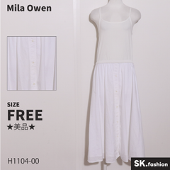 ★美品★ Mila Owen ミラオーウェン ワンピース　ミディ丈　キャミソール　無地　異素材　切り替え　裏地付き 　ホワイト　 【H1104-00】 送料無料　古着　レディース