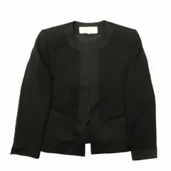 美品 ニナリッチ NINA RICCI ノーカラー テーラード ジャケット ボタンレス 切替 ブレザー ブルゾン 上着 アウター 9AR 黒 ブラック ♪8 レディースのサムネイル