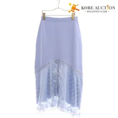■ グレースコンチネンタル ロングスカート 0123223059 レース フラワー ニット レディース 36(S相当) ライトブルー タグ付き 未使用