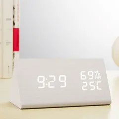 ☆ ホワイト ☆ Aタイプ ☆ デジタル時計 lycloc3 デジタル時計 おしゃれ 置き時計 目覚まし時計 置時計 めざまし時計 アラーム 複数 設定 時計 デジタル 温度 湿度 カレンダー シンプル 木目調 寝室 ベッドルーム リビング ベッドサイド