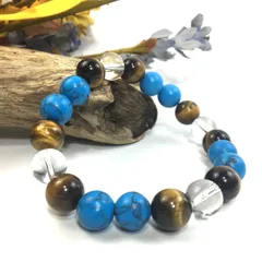 水晶×タイガーアイ×ターコイズ パワーストーン ブレスレット 10mm 天然石 メンズ・レディース 男性・女性 数珠ブレス 開運  [3]