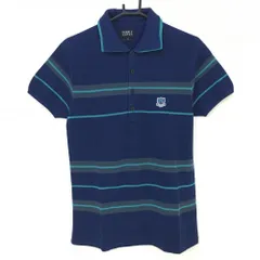 ★特価★パーリーゲイツ 半袖ニットポロシャツ ネイビー×グリーン ボーダー風  メンズ 4(M) ゴルフウェア PEARLY GATES