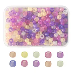 人気  Beadthoven 紫外線で色が変わる UVチェックビーズ 約500個/箱 8x6mm 混合色 ヨーロッパビーズ 変色ビーズ ロンデル 大穴ビーズ ポニービーズ バレル スペーサービーズ ラウンド 丸玉 和風ビーズ ジュエリー用 UVレジン 封入 ハ