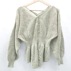 ◇ LOWRYS FARM ローリーズファーム キレイめ 柔らか素材 カジュアル 長袖 ニット サイズF グリーン レディース E  【1402280001729】