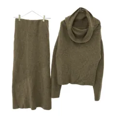 ミラオーウェン 長袖 オフタートル ニット 上下 セットアップ 0 ベージュ Mila Owen 後ろスリットスカート レディース