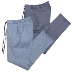 BERWICH ベルウィッチ SAKE 1P GYM TS1233X サケ ストレッチ リネンコットン ライトオンスデニム 1プリーツ ドローコード シャーリングパンツ / メンズ パンツ スラックス イージーパンツ イタリア