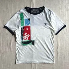 90s　vintage　Ferrari　フェラーリ　外車　高級車メーカー　企業物　セーラー　両面ロゴプリント　リンガーTシャツ　Y2K
