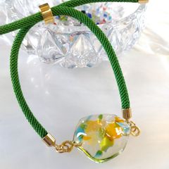 琉球ガラス　ブレスレット　ハンドメイド　レジン　イエロー系
