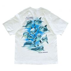美品 FRUIT OF THE LOOM 90s USA製 イルカ アニマル Tシャツ 海 ホワイト ブルー コットン