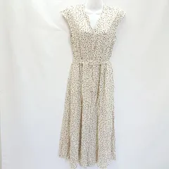 ◇ ◎ KUMIKYOKU 組曲 ドット柄 ウエストゴム 薄手 ノースリーブ ロング丈 ワンピース サイズ２ ベージュ系 レディース E 【1401220007128】