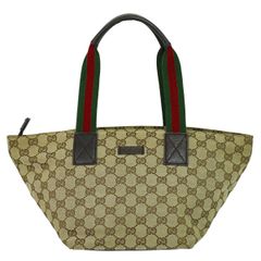 本物 グッチ GUCCI シェリーライン GGキャンバス トートバッグ ハンドバッグ ベージュ ブラウン 131228 Shelly Line バッグ 中古 【フォロー割】