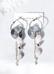 淡水パールとスワロパールのフープピアス