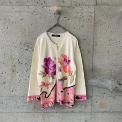 ア*ラ様 レオナール高級花柄刺繍カーディガン LEONARD - マカ2 レオナール 花柄 長袖カーディガン 肩パッド