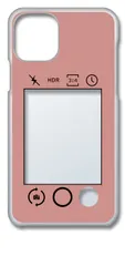 【新品未使用】iPhone11 アイフォン11 クリア ハードケース (ピンク) カメラアプリ風 フォトフレーム くすみカラー カバー スマホケース cl-iphone11-414