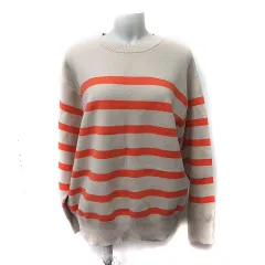 スタディオクリップ Studio Clip ニット セーター 長袖 ボーダー F ベージュ オレンジ /YI