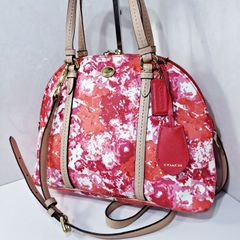 コーチ優雅な花柄かわいい形ハンドバッグ極美品！romanticデザイン最高 