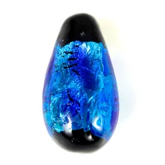 Sea drop 光る ホタルガラス ブルー しずく 片穴 粒売り 15mm×8mm ビーズ 蓄光 とんぼ玉 1玉 [254tt-1]