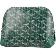 GOYARD/ゴヤール　ヴァンドーム コスメティックポーチ　ゴヤールディンキャンバス×セルヴォンカーフスキン　グリーン　VENDOTPMLTY09CL09P【新品同様品】